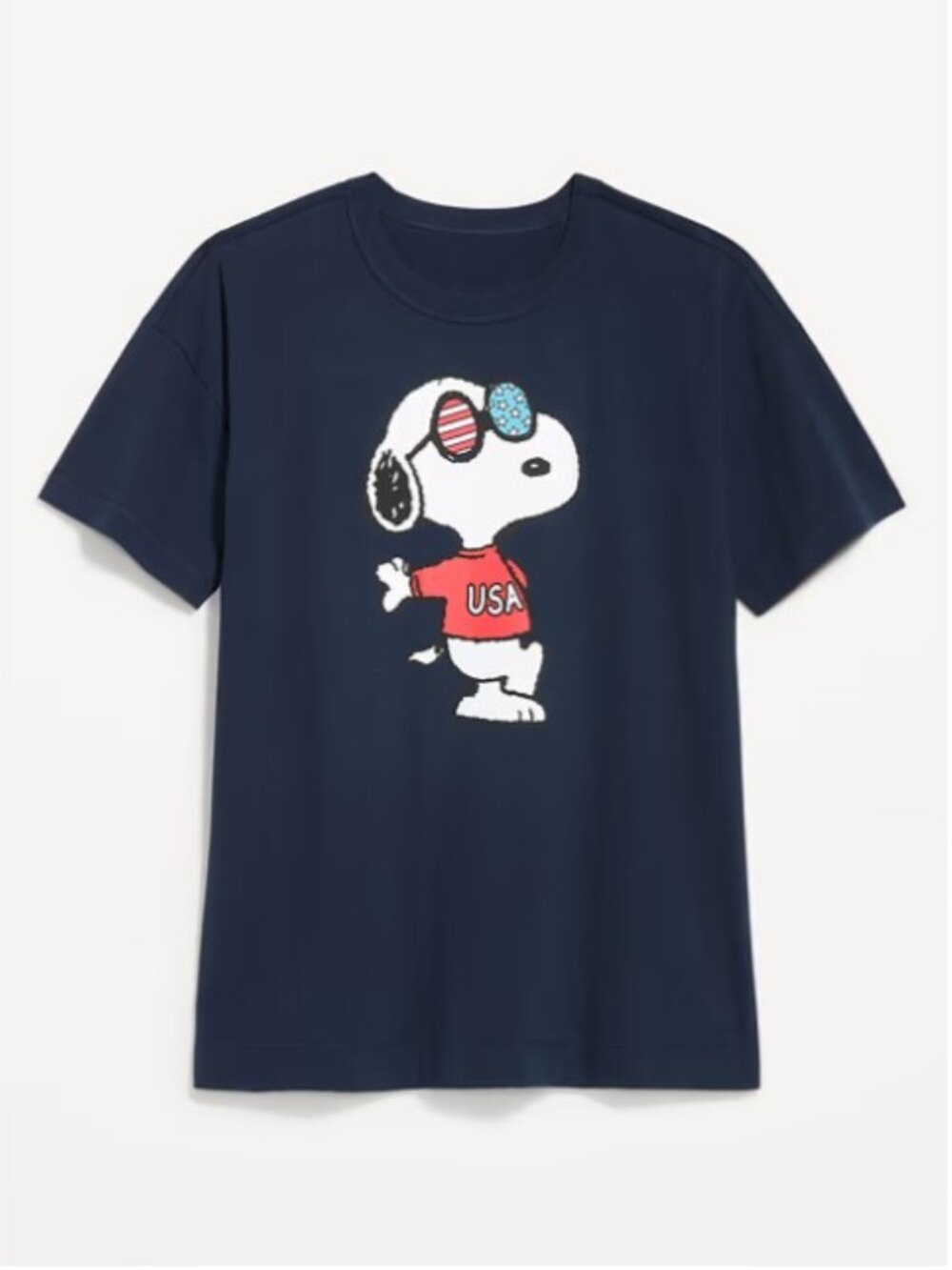 Old Navy Peanuts Snoopy Oversized Tunic T-Shirt Patriotic Navy Blue S